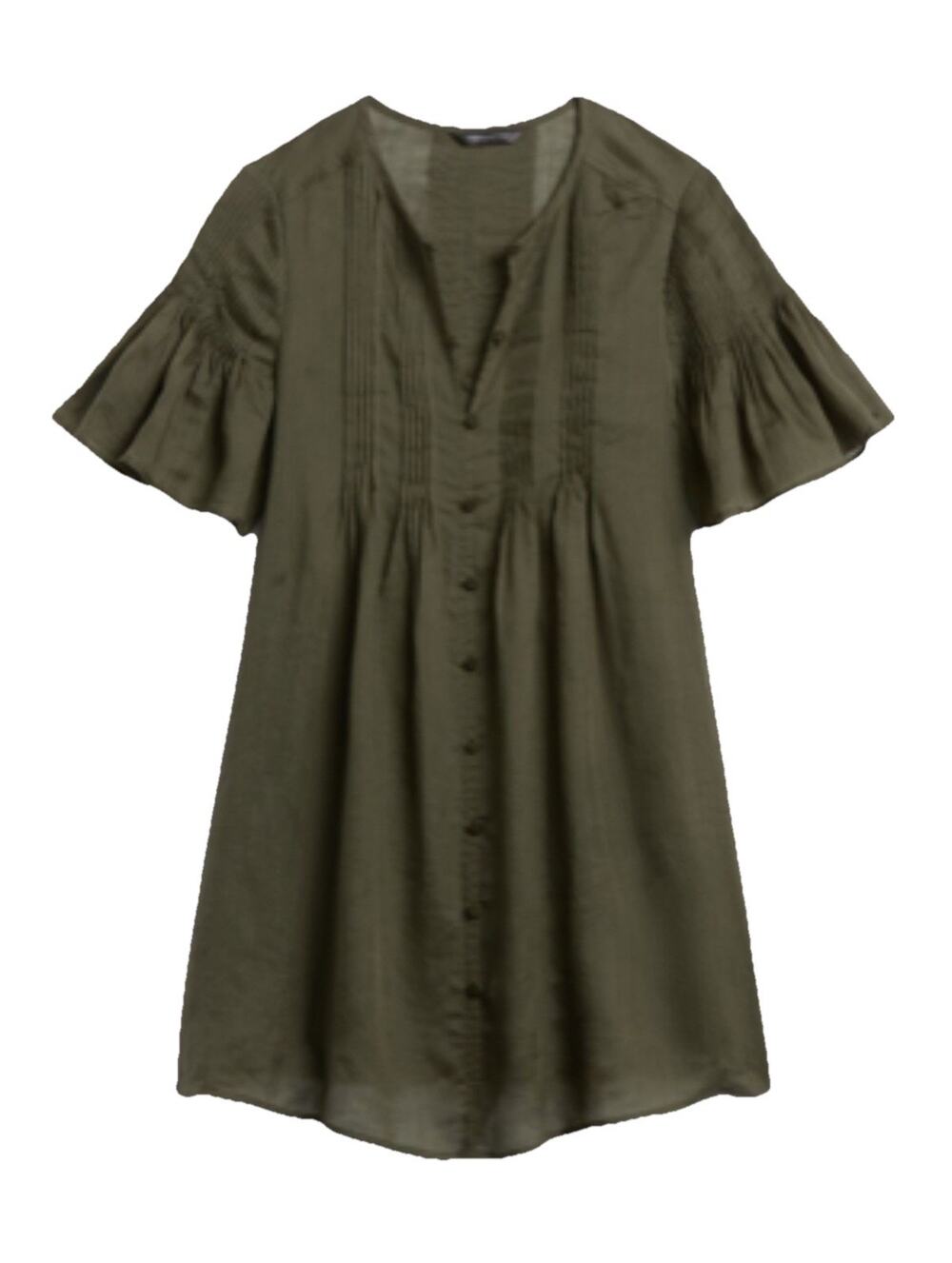 Banana Republic RAMIE PINTUCK DRESS,Dark Olive Green SIZE XS
